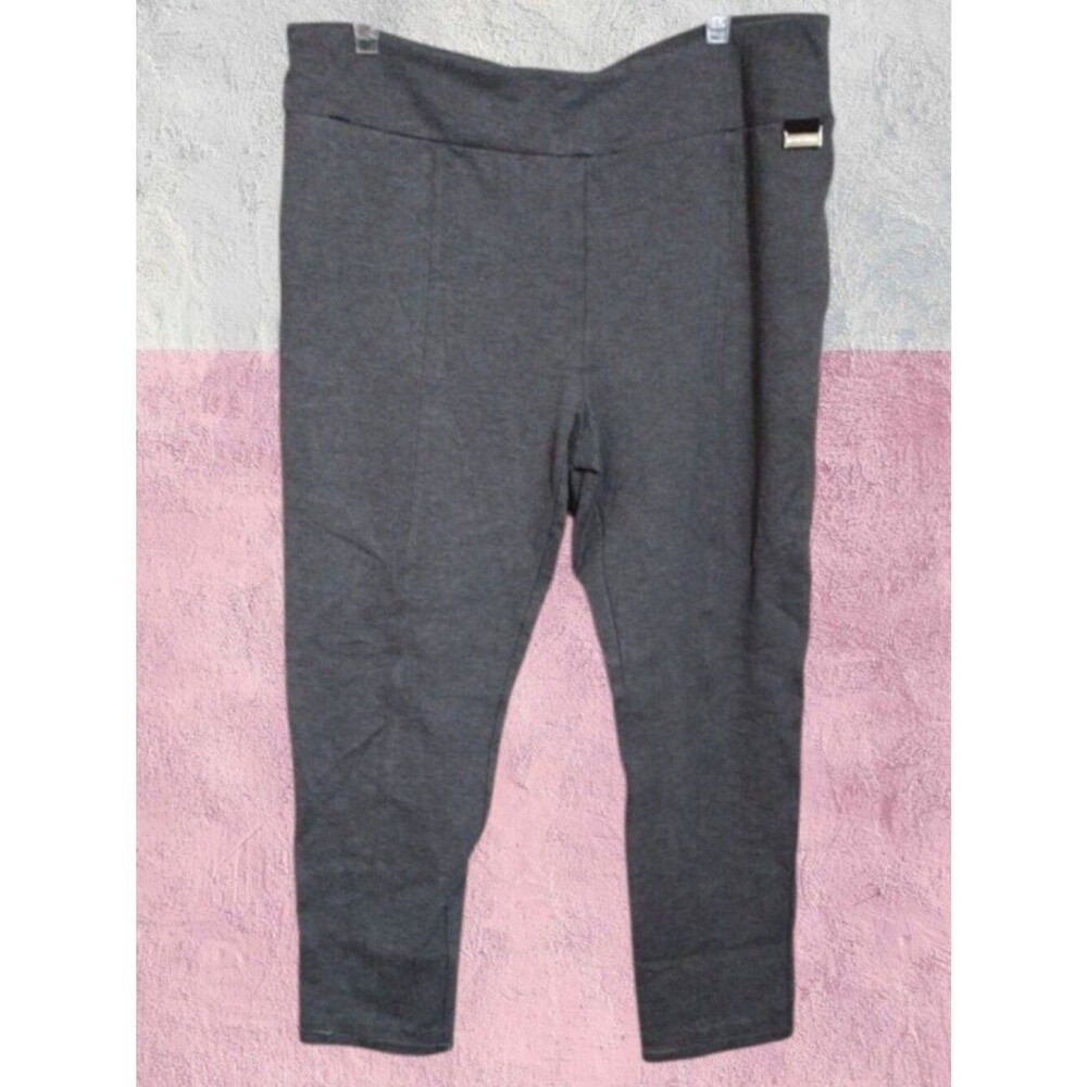Calvin Klein Heather Gray Stretchy Pants Leggings with Logo Plate Size X Large